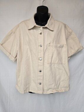 &Denim (H&M) Short-Sleeve Button-Up Shirt – Size L – Cream